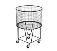 CosmoLiving by Cosmopolitan Metal Deep Set Cesto para la Colada de Malla metálica Carro de Almacenamiento con Ruedas, 17" x 17" x 25", Negro
