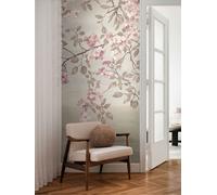 Livingwalls papel pintado mural panorámico tejido no tejido con diseño de flores en crema, rosa, verde - papel pintado mural floral 8,80 m x 0,53 m - colección COSMOPOLITAN - 791448