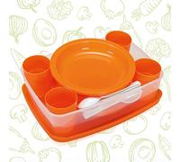 Cosmoplast Juego de vajilla de pícnic para 4 personas, 25 piezas, reutilizable, irrompible, acampada y fiestas, 100% fabricado en Italia, 0% BPA