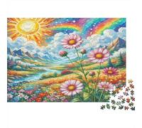 Cosmos Bipinnatus 1000Pc Jigsaw Puzzle for Adults Daisies with Rainbow Impossible Hard Difficult & Educational Decompression 38x26cm/1000pcs