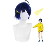 COSNOBLE OHTO AI Cosplay Peluca Anime Wonder Huevo Prioridad TRIENDO Corte Azul Color for Mujeres Pelucas de Fiesta de niñas con Clips de Pelo
