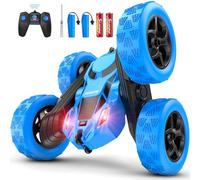 cosone Coche Teledirigido, RC Car con 2.4GHZ Faro Niños Coche Teledirigido Toy, 4WD Off-Road Doble Cara 360° Giratorio Stunt Car, para Niños Mayores de 6 Años (Azul-N)