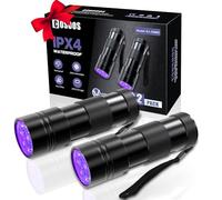 COSOOS 2 unidades de linterna UV, 12 LED de mano, linterna de luz negra, 395 nm, mini detector de linterna de luz para manchas de orina de mascotas, chinches y escorpiones. (Baterías no incluidas)