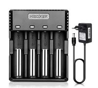 COSOOS Cargador de batería con 4 ranuras de carga, cargador rápido para baterías recargables, Li-Ion NI-MH NI-Cd AA AAA C 18350 18500 18700 20700 21700 26650 RCR123