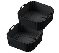 Cosori - 2 piezas de silicona reutilizable para Cosori 5.5L 6.2L NA230 - Inserto de cesta no resistente al calor para freír saludablemente - 22.5 x 22.5 cm (Negro)