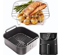COSORI - Accesorios de 5,5 L | Forro de silicona Airflow Pro™ + 2 estantes de acero inoxidable | 3 mm de grosor con bordes elevados de 15 mm para flujo de aire | COSORI 5.5L Accesorios para freidora