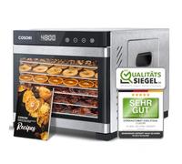 COSORI Deshidratador de alimentos, acero inoxidable, sin contacto con | 6 bandejas deshidratadoras de acero inoxidable, 3 deshidratadores, 3 tapetes, 0,6 m², temporizador de 48 horas, 35 - 75 °C