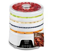 COSORI Deshidratador de frutas secas y alimentos para mascotas y secador de hierbas, sin BPA, con 5 compartimentos apilables, altura regulable, control de temperatura (35-75 °C), 350 W, color blanco