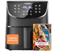 Cosori Freidora de Aire 5,7L Interior Metálico Real, Air Fryer Diseño Antióxido, Tecnología Calefacción Uniforme, 40 Recetas, Reducción de Grasas para una Vida Saludable, Eficiencia Energética, 1700W