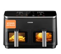Cosori Freidora de Aire 8,5L, Doble Cesta con Ventana, 10 Funciones, Gris