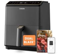 Cosori Dual Blaze Air Fryer WiFi 6,4L, Freidora de Aire sin Aceite 11 en 1, Temperatura y Tiempo Ajustables, 90+ Recetas en la App Creadas por Chef en Español, Apto para Lavavajillas, Gris