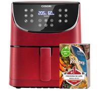 Cosori Freidora de Aire Duradera 5,7L Air Fryer 1700W, Tecnología Rapid Air, 67,5% Menos Energía, 13 Automáticos Modos,Uso Fácil, Panel Táctil, Acero Inox Interior, Hasta 205ºC y 60 Min, Roja-Granate
