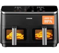 Cosori Freidora de Aire Grande con Doble Cesta 8,5L Air Fryer, Alta Pontencia y Velocidad, Max 8-10 Personas, 10 Funciones, Acero Inox Interior con Fianza, Más Sano, Panel Táctil Intuitivo, Limpiable