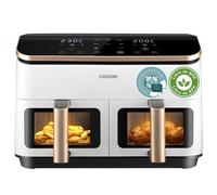 Cosori Air Fryer Grande 8,5 Litros, Freidora de Aire con Doble Cesta, Airfryer con Ventana, Recetas en la App, Multifunción 10 en 1, Alta Potencia y 55% de Eficiencia, Bajo Ruido, Limpiable, Blanca