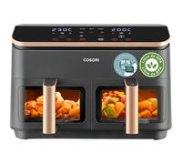 Cosori Freidora de Aire True Acero Inox-Doble Cesta 8,5L-Grande Air Fryer-Sync Cook de Alta Tecnología-Alta Potencia y Velocidad-55% de Ahorro Energético-10 Funciones-Máx 10 Personas-Limpiable