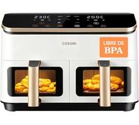 Cosori Grande Freidora de Aire-True Metal-8,5 Litro Doble Cesta Air Fryer-Alta Potencia y 55 nergética-Temperadura Dual（35-230℃）-10 Modos-Panel Táctil Multifunción-Máx 10 Personas-Blanca