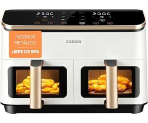 Cosori Grande Freidora de Aire-True Metal-8,5 Litro Doble Cesta Air Fryer-Alta Potencia y 55 nergética-Temperadura Dual（35-230℃）-10 Modos-Panel Táctil Multifunción-Máx 10 Personas-Blanca
