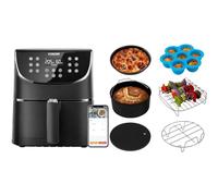 COSORI Smart, Freidora sin aceite con WiFi, 5.5 L, XXL + Accesorios para Freidora sin aire 5.5L, Molde respostería, Bandeja para pizza, Soporte, Rejilla Multiusos, Estera de silicona, Molde de huevos