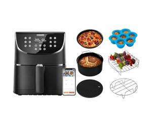 COSORI Smart, Freidora sin aceite con WiFi, 5.5 L, XXL + Accesorios para Freidora sin aire 5.5L, Molde respostería, Bandeja para pizza, Soporte, Rejilla Multiusos, Estera de silicona, Molde de huevos