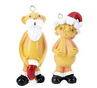 COSORO 2 Piezas Adorno de Papá Noel Desnudo,8cm Traviesos Colgante Pequeño para Árbol de Navidad Divertido Decoración Navideña,Adornos Decoración Mesa Hogar Regalos Fiestas Navideñas