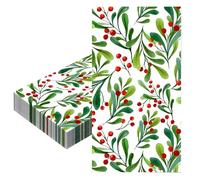 COSORO 20 Piezas Servilletas de Papel Decoradas para Navidad,40x33cm Bayas Servilletas Suaves Vajilla Desechables Absorbentes Reciclables Cena Cóctel para Fiesta Navidad Decoracion de Mesa