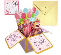 COSORO Pop Up Tarjeta Cumpleaños Oro Rosa,3D Tarjeta Felicitacion Cumpleaños Original con Sobre Nota para Mujer Niña,Birthday Gift Card Tarjetas Personalizadas Regalo para Mamá Esposa Abuela