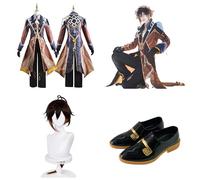Cosplay Costume For Zhongli Genshin,Women Men Uniform with Accessories,Cosplay Replica Prop Wig Shoes Full Set, Halloween Carnival Party Suit-01