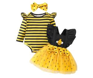 Cosplay Costumes for Bees Baby Girl Halloween Costumes Set 3pcs Pants United Dress Printed Bee with Headband Carnival Christmas 0-18 Months