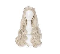 Cosplay Daenerys Targaryen Cosplay Peluca Larga Ondas Dragón de Madre Peluca de Pelo Sintético Resistente al Calor + Gorro de Peluca para Fiesta