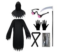 Cosplay de la Parca, Traje de la Parca, Capa con capucha de Halloween | Disfraces muy aterradores de la muerte, cosplay de fantasmas para niños, regalos de Halloween