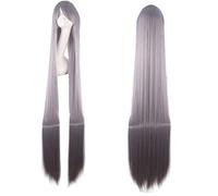 Cosplay de plata de color gris larga Cosplay 150 cm para mujer anime Cabello sintético común 59 "150 cm Long Grey Costplay Capazón de peluca de peluca de una talla larga 28