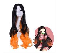 Cosplay Ghost Blade Oven Door Beans Cos Wig Fade Long Curly Hair High Temperature Silk Rose Mesh
