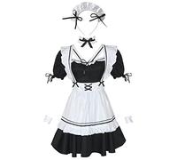 cosplay sirvienta | Disfraz clásico sirvienta en blanco y | Accesorios cosplay Conjunto vestido camarera para mujeres Hombres Unisex Adultos Adolescentes