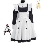 Cosplay Trajes Anime Black Butler Mey-Rin Carnaval De Halloween Traje De Sirvienta Disfraz De Cosplay Adecuado para Juegos De Escenario, Amantes Del Cosplay, Exposición De Cómics,Negro,XL