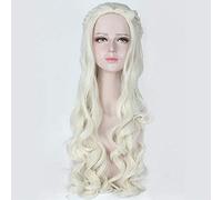 Cosplay Wig Alice in Wonderland The White Queen de 80 cm Long Cosplay Peluces para mujeres Película de anime Curly Wavy Hair Wig Fiest Beige Silver Silver