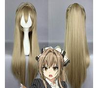 Cosplay Wig Amagi Brilliant Park Sento Isuzu 88 cm de largo Cosplay Costumina Fiesta de vestuario de anime para mujeres Cabello sintético Femenino Rubio Blonde