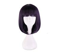 Cosplay Wig Anime Sailor Moon Sailor Saturn Cosplay Pelucas Tomoe Hotaru púrpura Negro Mezcla Pelucas de Pelo sintético Corto + Gorro de Peluca