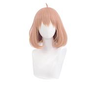 Cosplay Wig Anime Wig Beyond The Boundary Cosplay Mirai Kuriyama Wig, Orange Pink Short Curly Wig, Costume Halloween Wig, for Halloween, Fiesta de disfraces, Show de anime, Evento de cosplay, Conciert