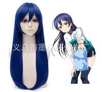 Cosplay Wig Cosplay Pseudo LoveLive Garden Field Sea Not CoS Oblicuo LIU Sea Blue Head Socket