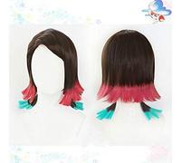 Cosplay Wig ENMU Anime DEMOGO Slayer KIMETSU NO Yaiba Cosplay Wig Cosplay Pelo SINTÉTICO Corto Partido de Halloween+ Peluca Gratis Cap