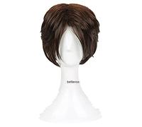 Cosplay Wig Final Fantasy FF8 Squall Leonhart, Pelucas de Cosplay, Peluca de Pelo sintético Resistente al Calor marrón Corto + Gorro de Peluca