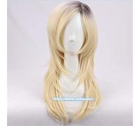 Cosplay Wig Halloween Bride of Happy Women Blonde Black Wig Juego de papel Jennifer Tilly Cosplay Padre Medio Cabello + Cap de peluca 2 Tipos B