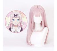 Cosplay Wig Kaguya-sama Love es guerra Chika Fujiwara Cosplay Peluca para mujeres Cabello sintético de 60 cm de largo recto Cos Cos Party Pink Pink