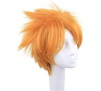 Cosplay Wig KEEBON Bleach Kurosaki Ichigo, Pelucas de Cosplay Cortas y esponjosas en Capas for Hombres y niños, Pelo sintético Resistente al Calor + Gorro de Peluca
