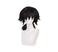 Cosplay Wig Kimetsu no Yaiba Demon Slayer Tomioka Giyuu Black Ponytail Wig Dissumia Men Mujeres Cabello sintético resistente al calor Naranja