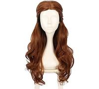 Cosplay Wig Linda princesa Belle Cosplay peluca for mujer, pelo sintético ondulado marrón claro largo con peluca trenzada, fiesta de disfraces de Halloween Anima Show Cosplay peluca (Princesa Belle)