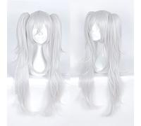 Cosplay Wig Peluca de anime Azur Lane Cosplay Peluca de vampiro, 2 colas de caballo Peluca larga rizada blanca plateada, Disfraz Peluca de Halloween, for Halloween, Fiesta de disfraces, Espectáculo de