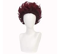 Cosplay Wig Peluca de anime Demon Slayer Kimetsu no Yaiba Cosplay Kamado Tanjirou Peluca, Peluca marrón negra, Disfraz Peluca de Halloween, for Halloween, Fiesta de disfraces, Espectáculo de anime, Ev
