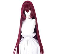 Cosplay Wig Peluca de anime Fate Cosplay Scathach Peluca, Peluca larga y recta de color rojo vino, Peluca de Halloween for disfraces, for Halloween, Fiesta de disfraces, Espectáculo de anime, Evento d