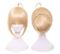 Cosplay Wig Peluca de anime Fate/stay night Cosplay Arturia Pendragon Peluca, Peluca dorada, Disfraz Peluca de Halloween, for Halloween, Fiesta de disfraces, Espectáculo de anime, Evento de cosplay, C